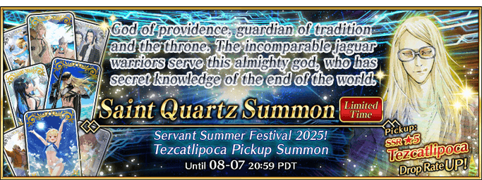 FGO Summer 2025: Servant Summer Festival Tezcatlipoca Pickup Summon